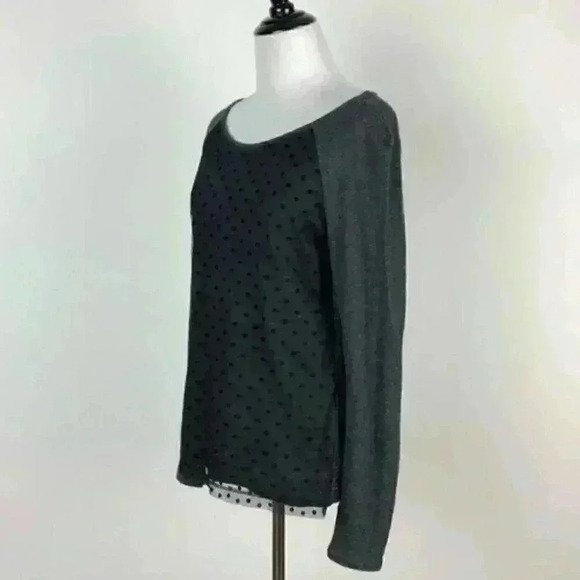 Ann Taylor loft top size S gray black lace overlay - Picture 5 of 8